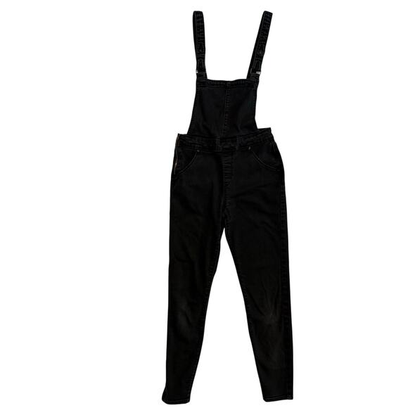 Levi's Black Denizen Jean Overalls Jumpsuit Women's Small Slim Ankle Crop - Picture 1 of 12